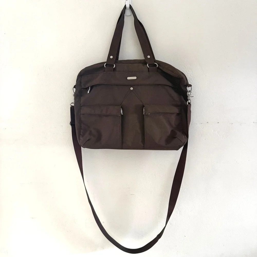 Baggallini Executive Satchel Tote Brown Crossbody Messenger Bag‎ Purse